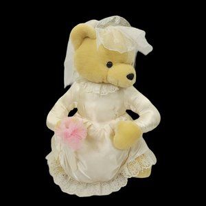 Vintage Allentown Bridal Bear Plush 14" Stuffed Toy Bride Flower Gown Veil Dress